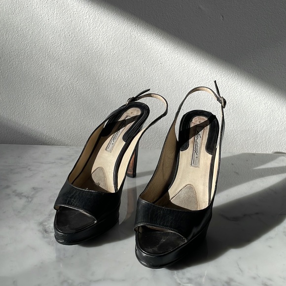 Brian Atwood Peeptoe Sling Back Platform Heel size 39 - Picture 2 of 13